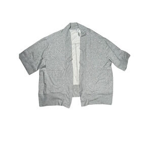 Athleta Womens S/M Textured Lotus Wrap Grey Speckled Short Sleeve Pockets Lounge